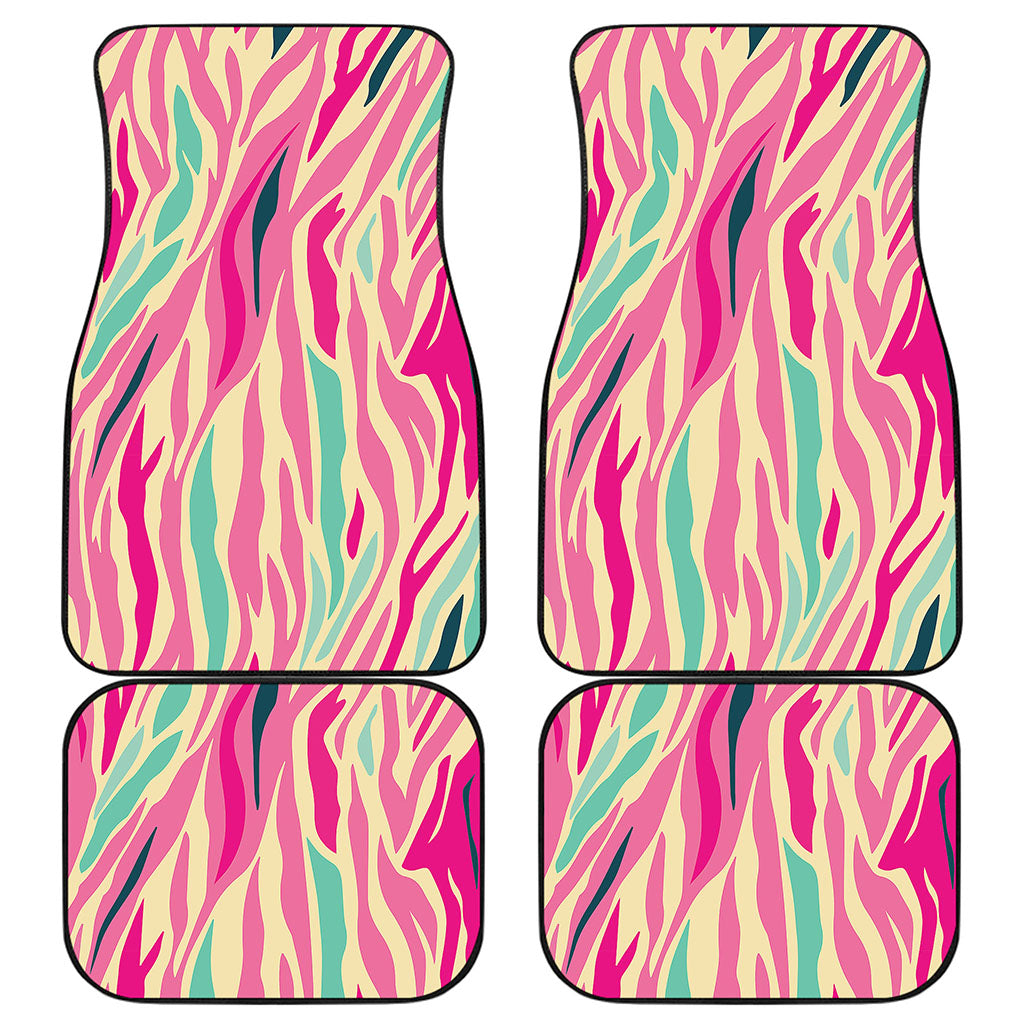 Pastel Zebra Pattern Print Front and Back Car Floor Mats