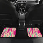 Pastel Zebra Pattern Print Front and Back Car Floor Mats