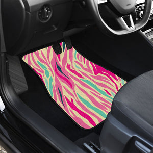 Pastel Zebra Pattern Print Front and Back Car Floor Mats