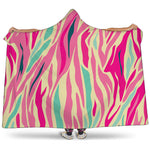 Pastel Zebra Pattern Print Hooded Blanket