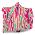 Pastel Zebra Pattern Print Hooded Blanket