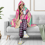 Pastel Zebra Pattern Print Hooded Blanket