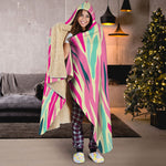 Pastel Zebra Pattern Print Hooded Blanket