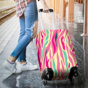 Pastel Zebra Pattern Print Luggage Cover GearFrost