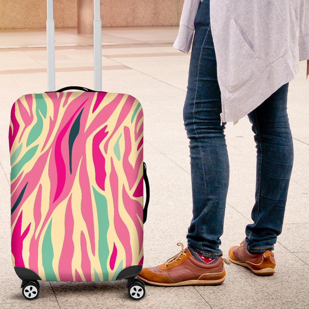 Pastel Zebra Pattern Print Luggage Cover GearFrost