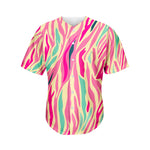 Pastel Zebra Pattern Print Men's Baseball Jersey