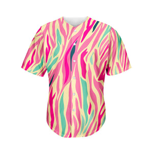 Pastel Zebra Pattern Print Men's Baseball Jersey