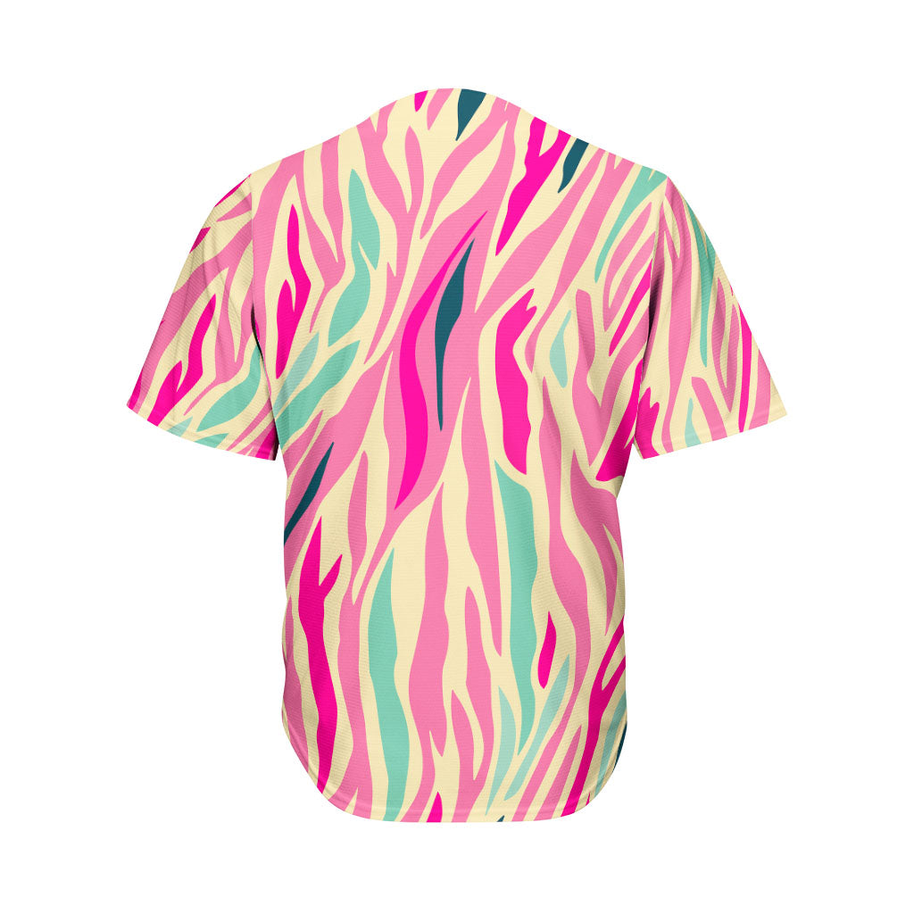 Pastel Zebra Pattern Print Men's Baseball Jersey