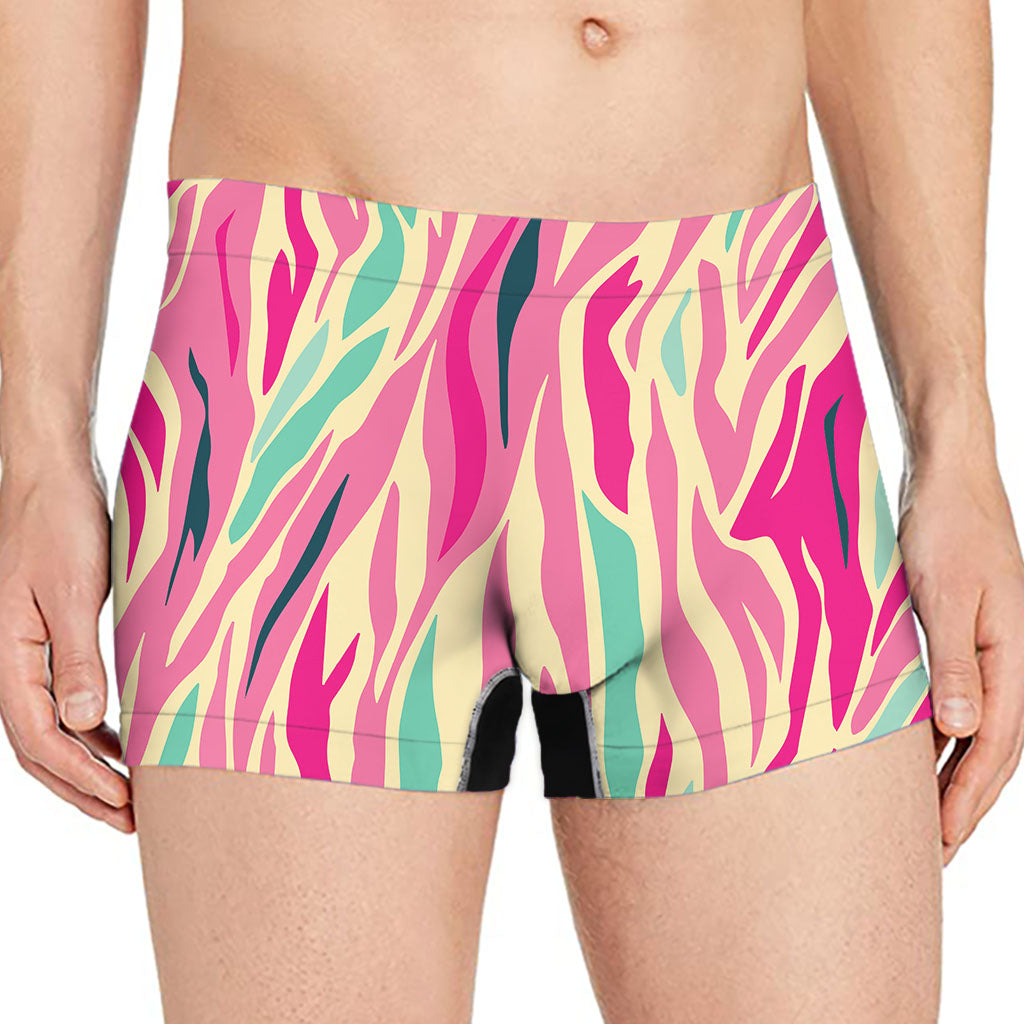 Pastel Zebra Pattern Print Men's Boxer Briefs