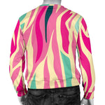 Pastel Zebra Pattern Print Men's Crewneck Sweatshirt GearFrost