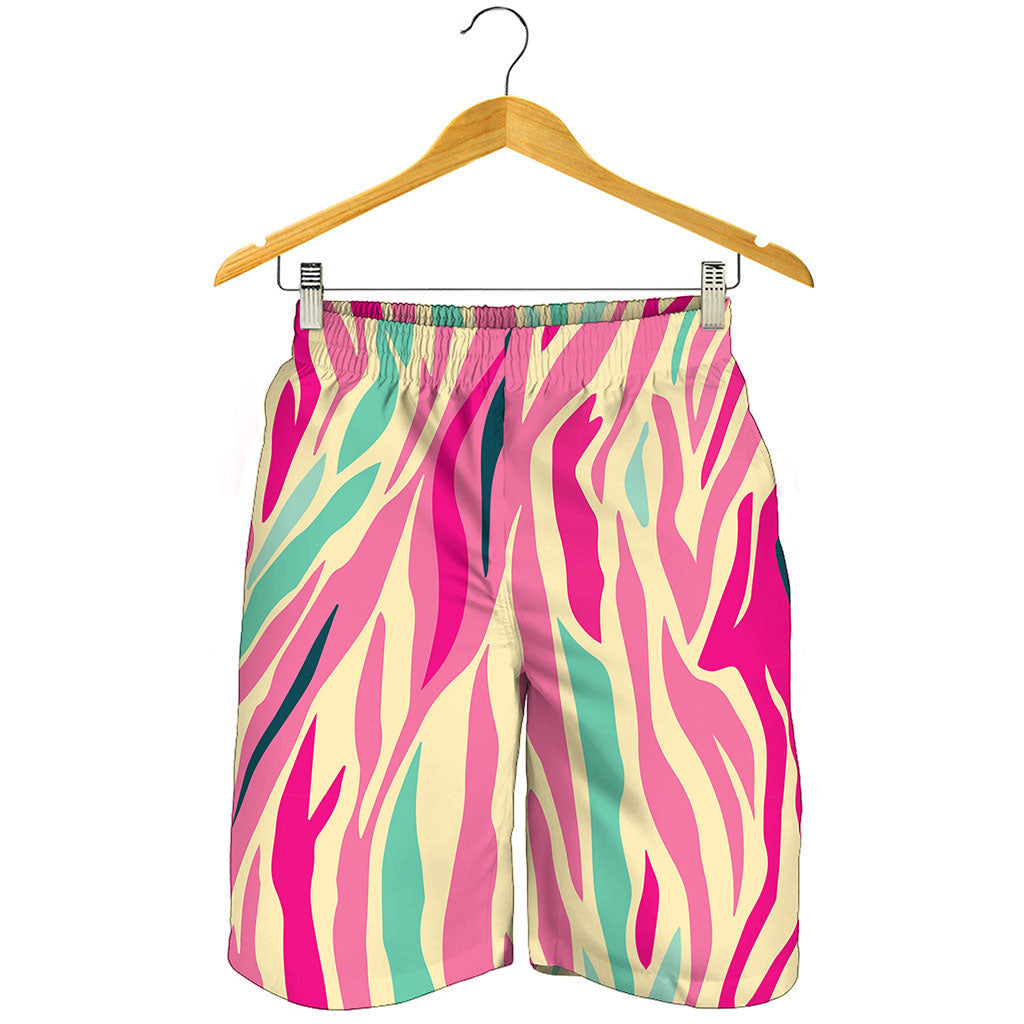 Pastel Zebra Pattern Print Men's Shorts