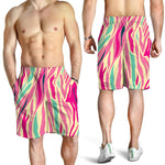 Pastel Zebra Pattern Print Men's Shorts