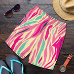 Pastel Zebra Pattern Print Men's Shorts