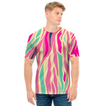 Pastel Zebra Pattern Print Men's T-Shirt