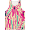 Pastel Zebra Pattern Print Men's Tank Top