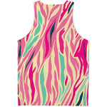 Pastel Zebra Pattern Print Men's Tank Top