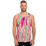 Pastel Zebra Pattern Print Men's Tank Top