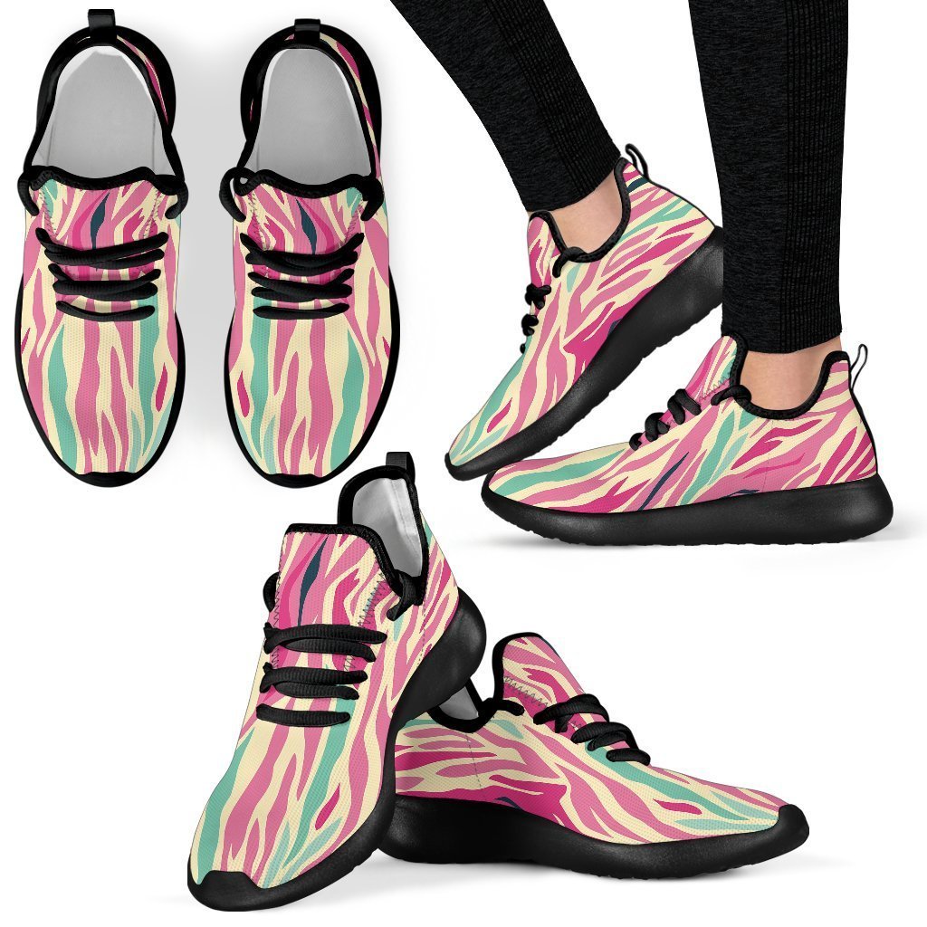 Pastel Zebra Pattern Print Mesh Knit Shoes GearFrost