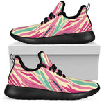 Pastel Zebra Pattern Print Mesh Knit Shoes GearFrost