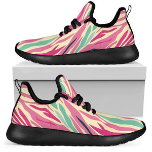 Pastel Zebra Pattern Print Mesh Knit Shoes GearFrost