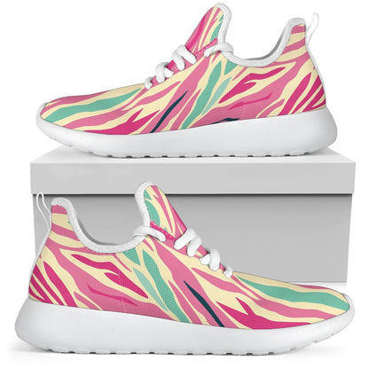 Pastel Zebra Pattern Print Mesh Knit Shoes GearFrost