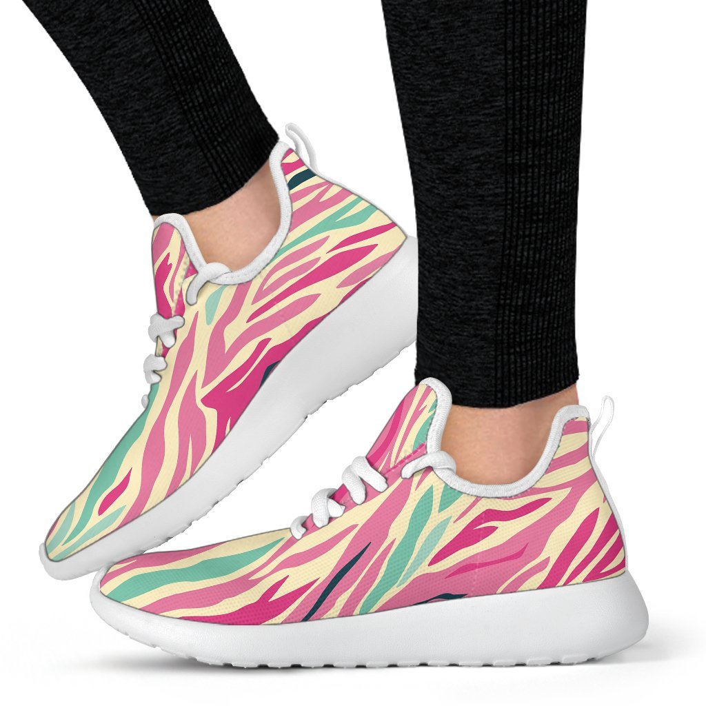 Pastel Zebra Pattern Print Mesh Knit Shoes GearFrost