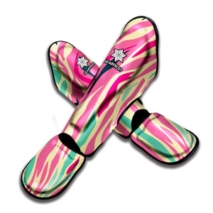 Pastel Zebra Pattern Print Muay Thai Shin Guard