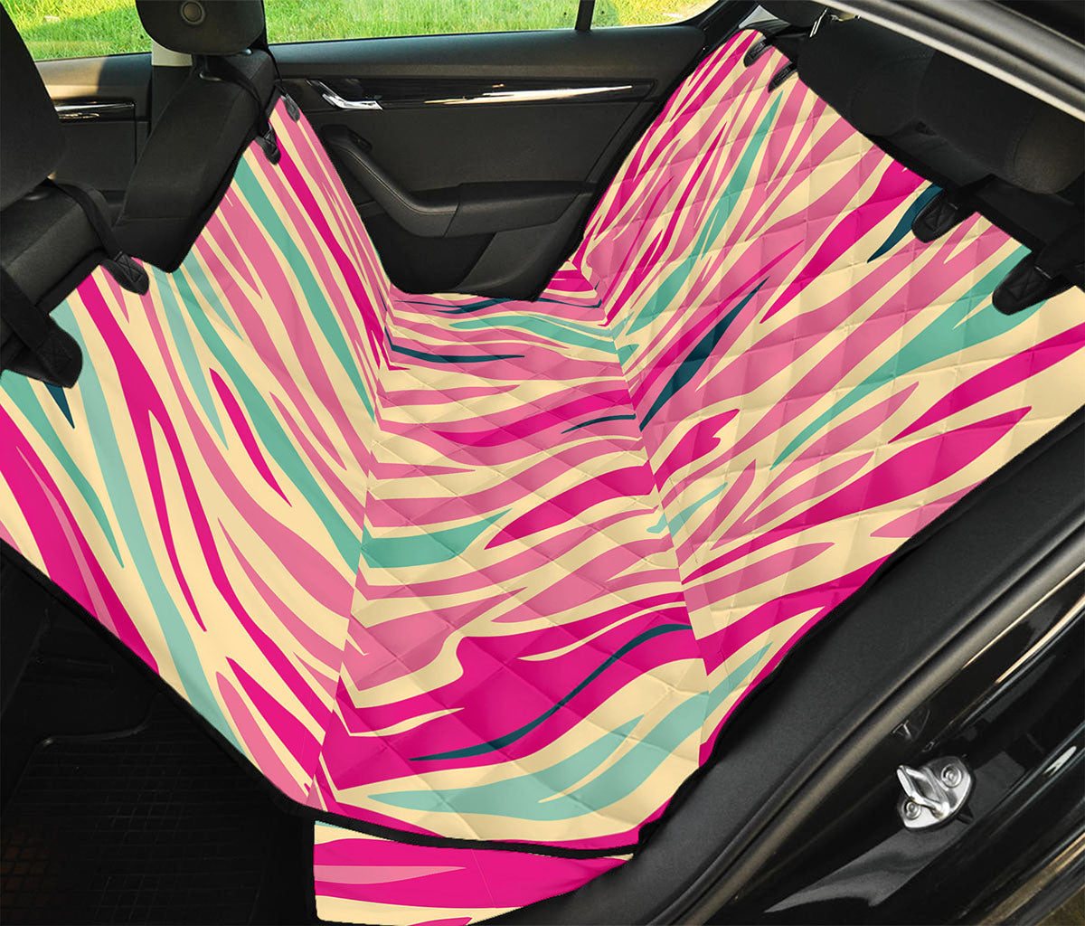 Pastel Zebra Pattern Print Pet Car Back Seat Cover