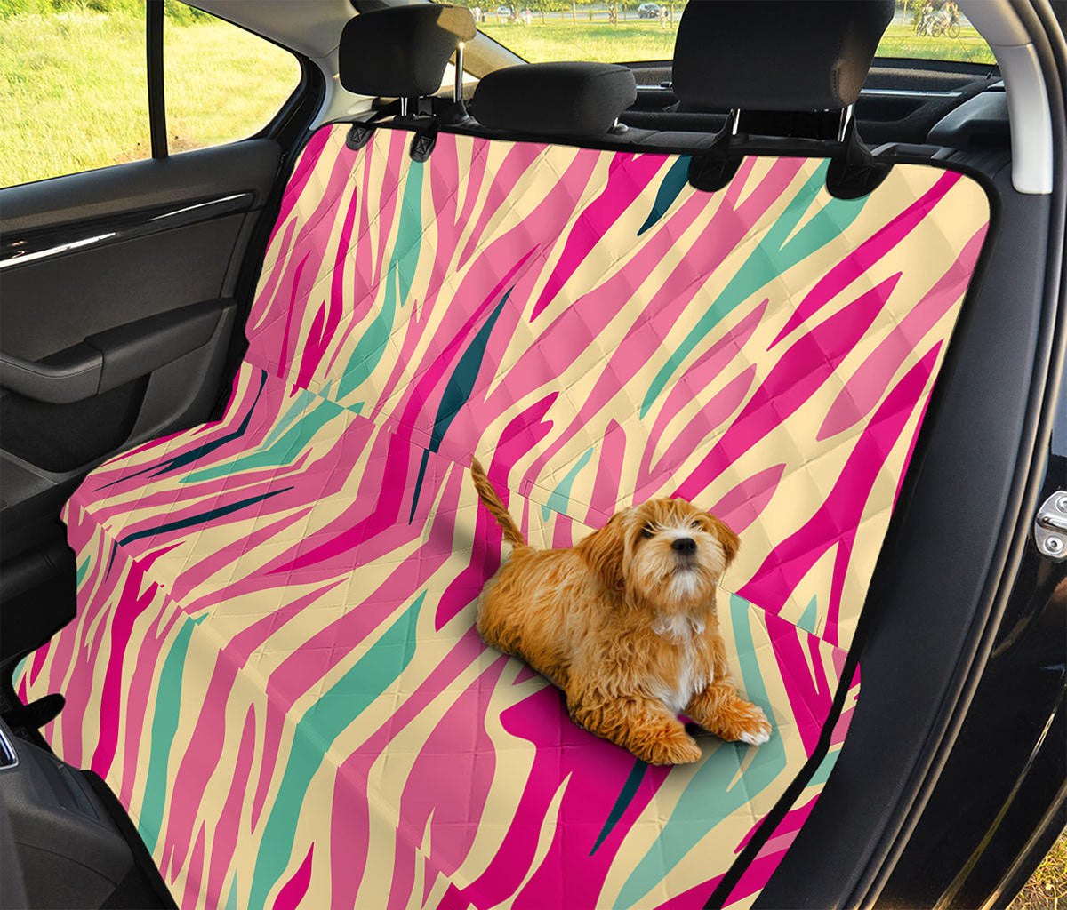 Pastel Zebra Pattern Print Pet Car Back Seat Cover