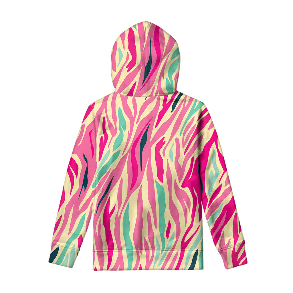 Pastel Zebra Pattern Print Pullover Hoodie