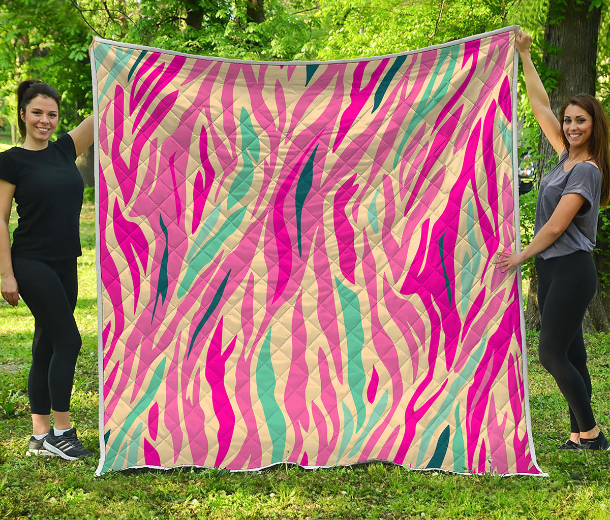 Pastel Zebra Pattern Print Quilt