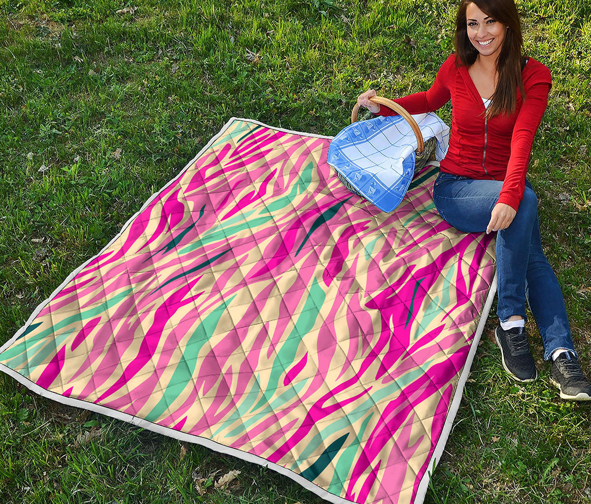 Pastel Zebra Pattern Print Quilt