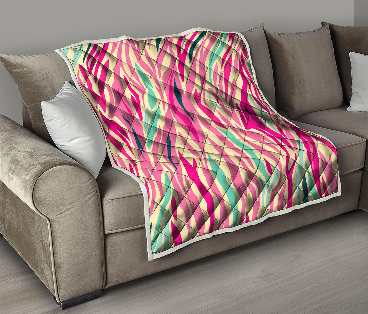 Pastel Zebra Pattern Print Quilt