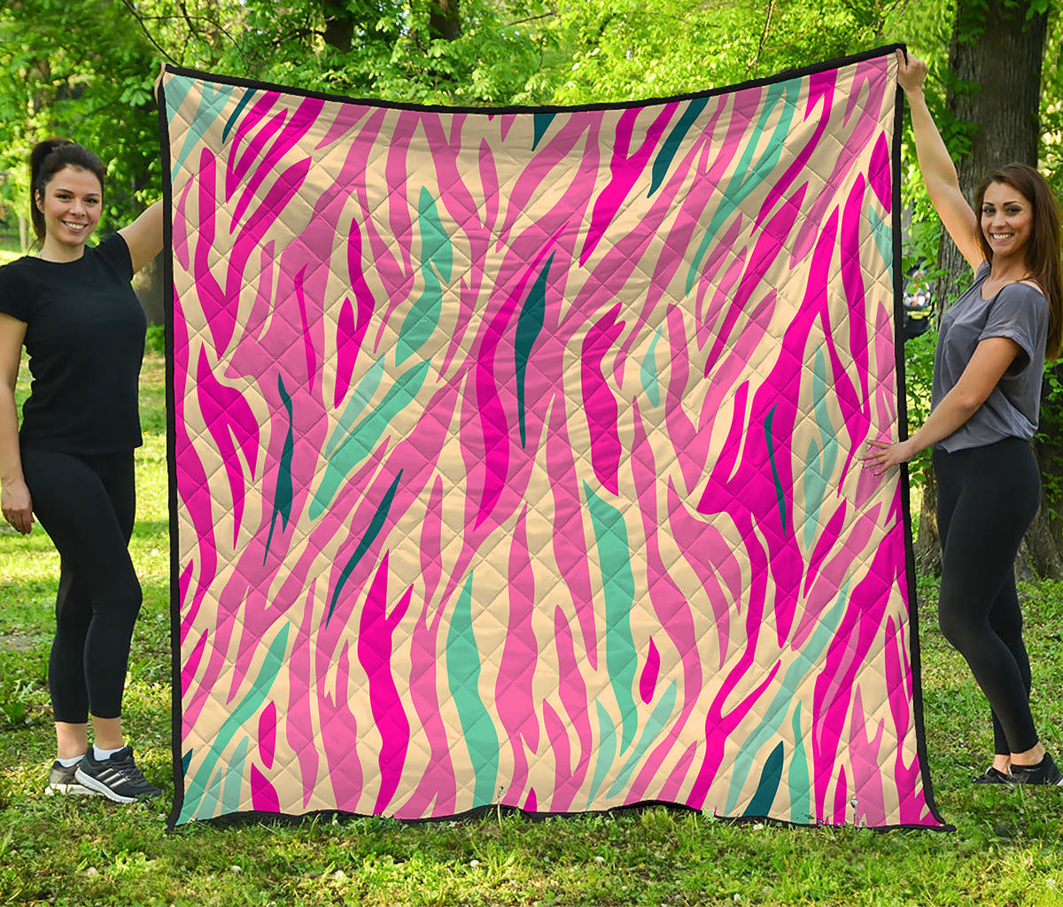 Pastel Zebra Pattern Print Quilt