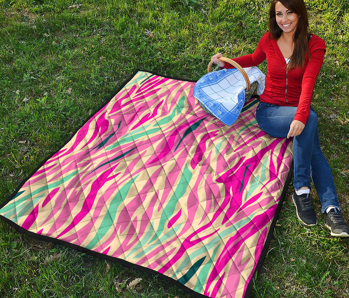 Pastel Zebra Pattern Print Quilt