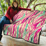 Pastel Zebra Pattern Print Quilt