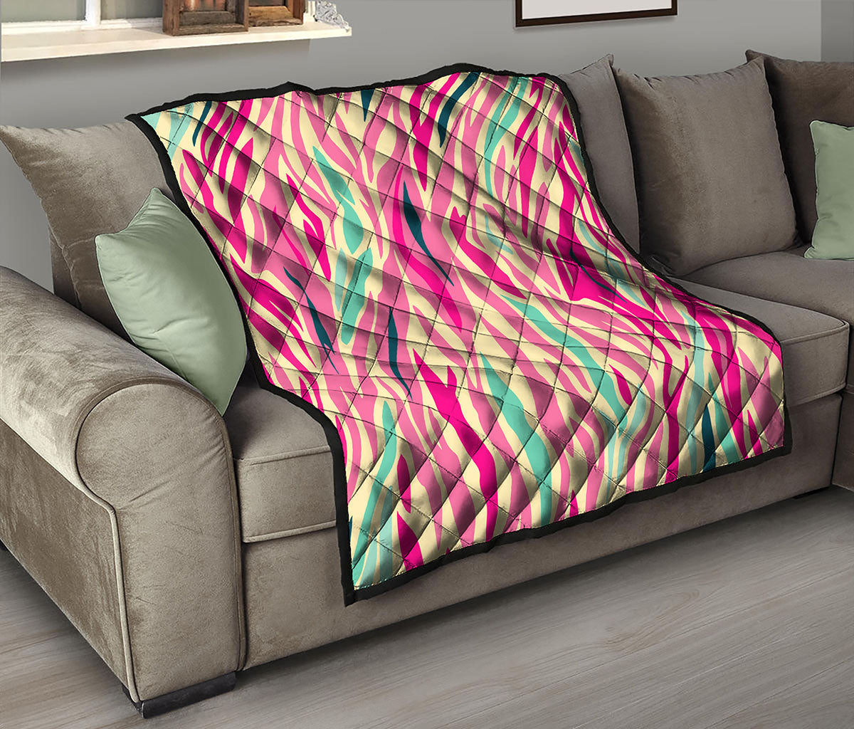 Pastel Zebra Pattern Print Quilt