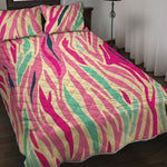 Pastel Zebra Pattern Print Quilt Bed Set