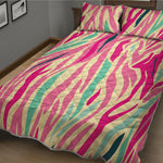 Pastel Zebra Pattern Print Quilt Bed Set