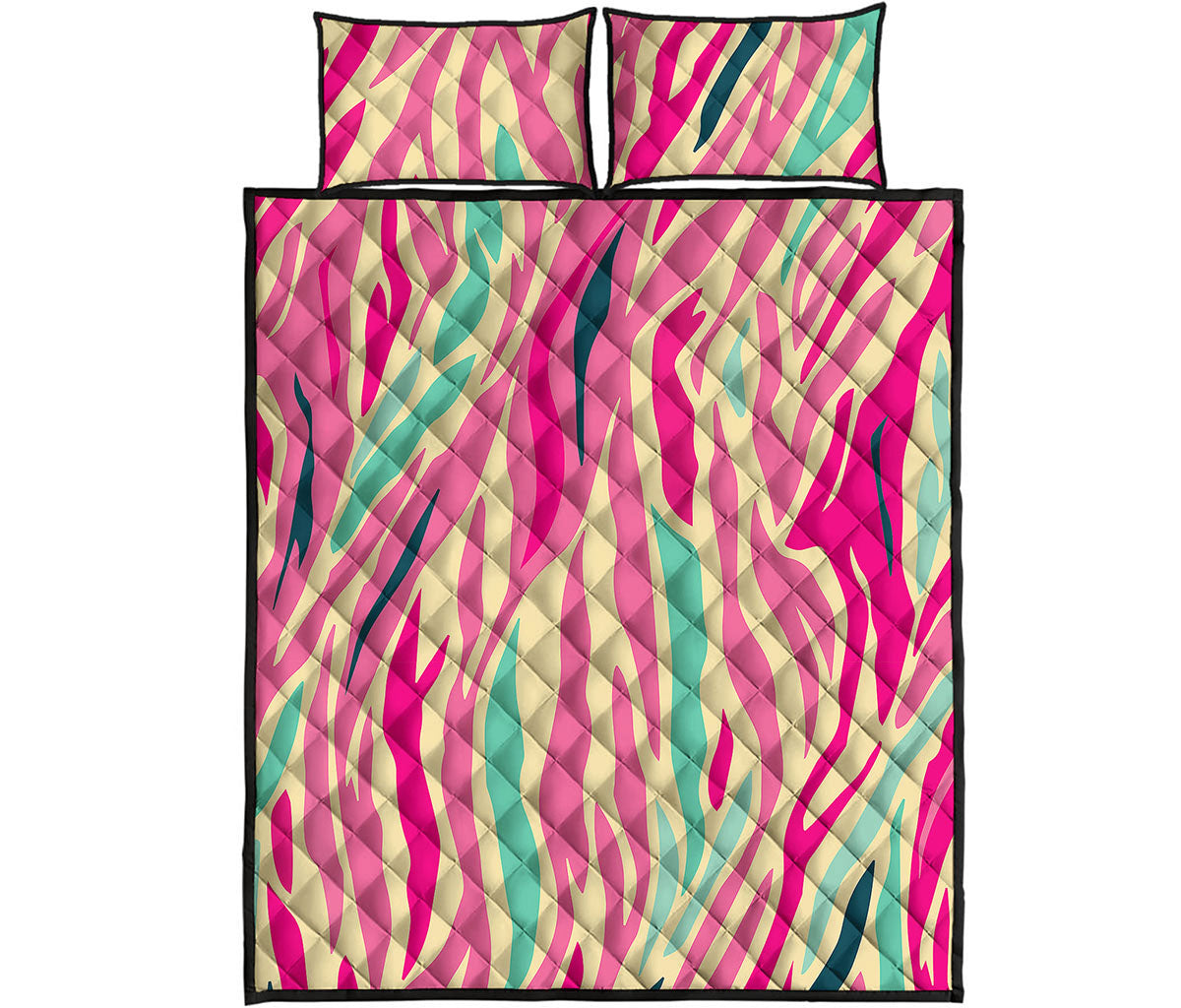 Pastel Zebra Pattern Print Quilt Bed Set