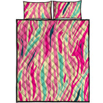 Pastel Zebra Pattern Print Quilt Bed Set