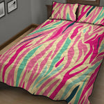 Pastel Zebra Pattern Print Quilt Bed Set