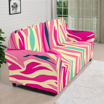 Pastel Zebra Pattern Print Sofa Cover