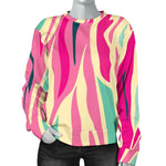 Pastel Zebra Pattern Print Women's Crewneck Sweatshirt GearFrost