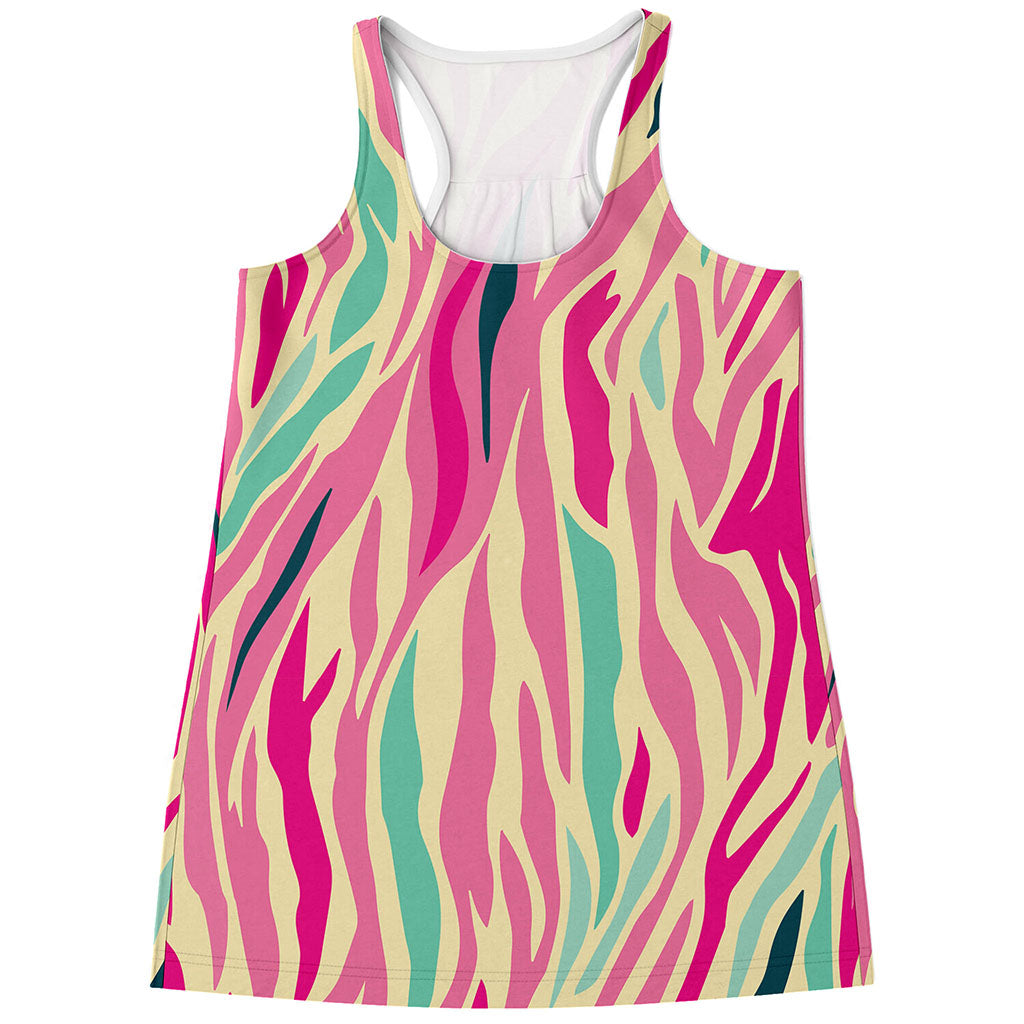 Pastel Zebra Pattern Print Women's Racerback Tank Top