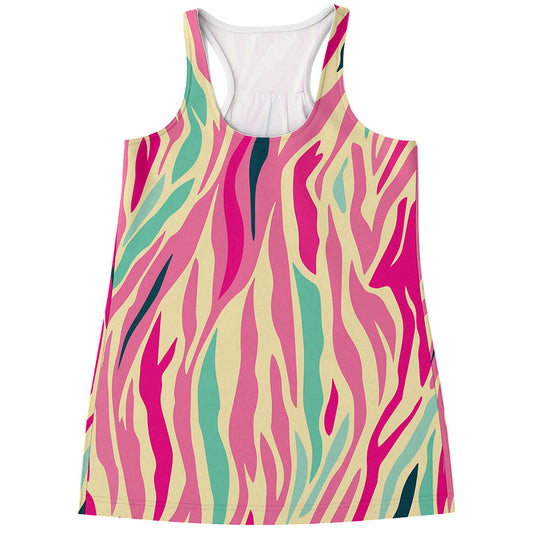 Pastel Zebra Pattern Print Women's Racerback Tank Top