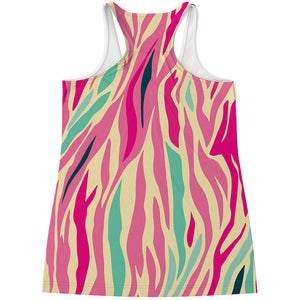 Pastel Zebra Pattern Print Women's Racerback Tank Top