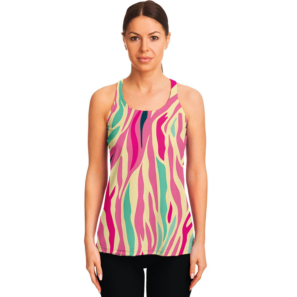 Pastel Zebra Pattern Print Women's Racerback Tank Top