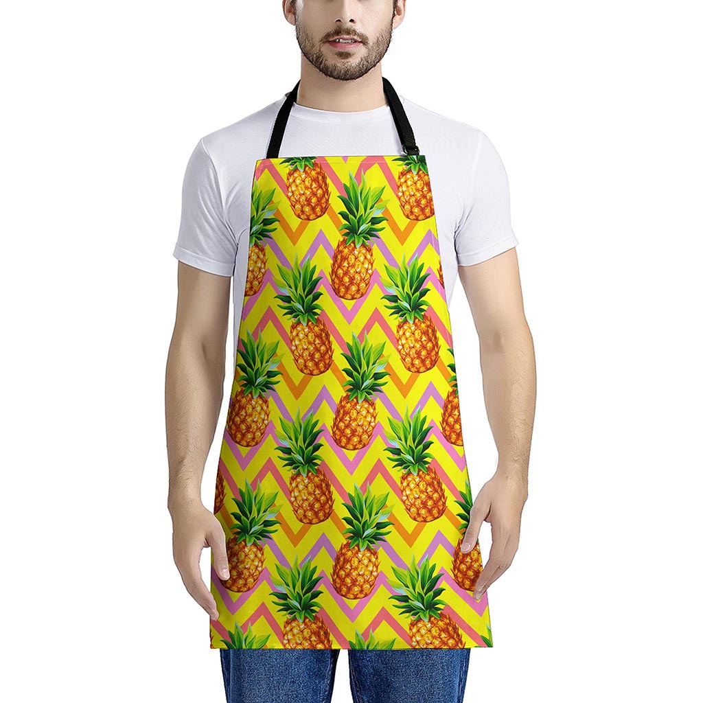 Pastel Zig Zag Pineapple Pattern Print Apron