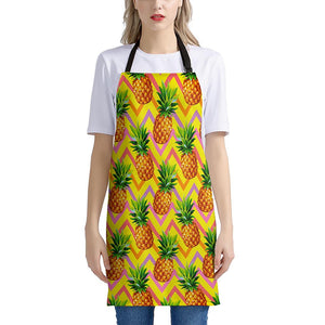 Pastel Zig Zag Pineapple Pattern Print Apron